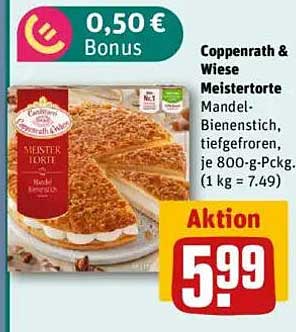 Coppenrath & Wiese Meistertorte Mandel-Bienenstich, tiefgefroren, 800-g-Packung
