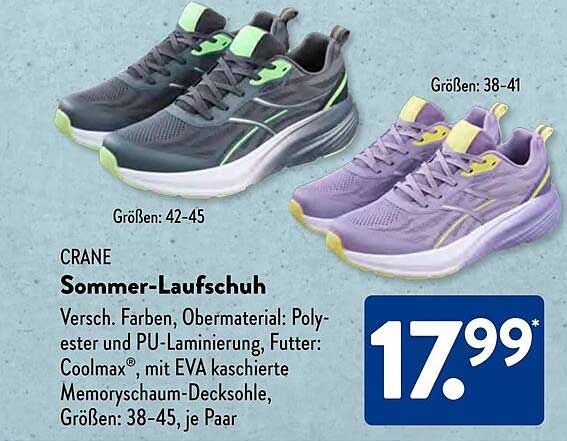 CRANE Sommer-Laufschuh, verschiedene Farben und Größen