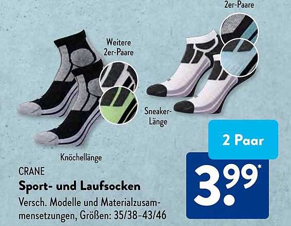 CRANE Sport- und Laufsocken 2 Paare