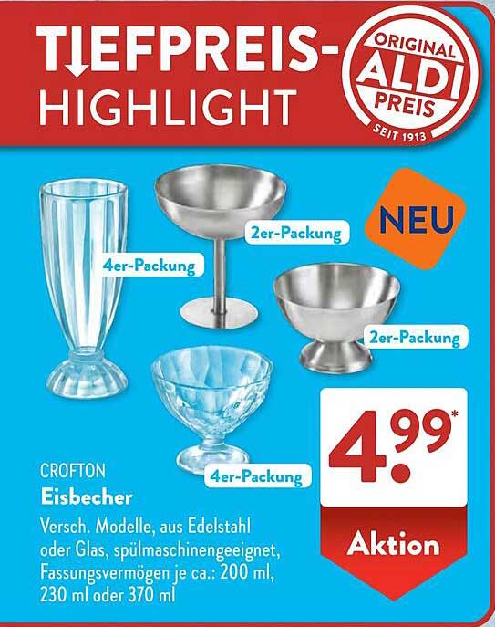 CROFTON Eisbecher 4er-Packung – Perfekte Begleiter für heiße Tage