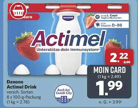 Danone Actimel Drink - verschiedene Sorten 8 x 100-g-Packung