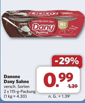 Danone Dany Sahne versch. Sorten 2 x 115-g-Packung