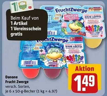 Danone Frucht Zwerge, 6 x 50 g-Becher (Aktion 1,49 Euro)