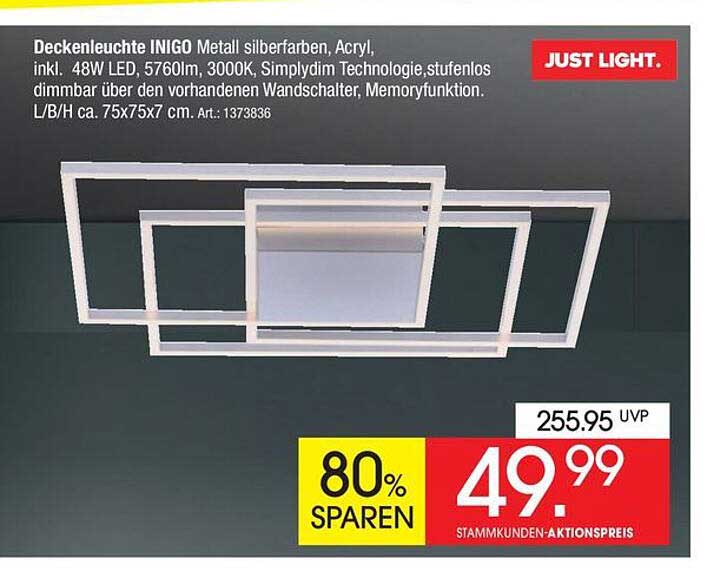 Deckenleuchte INIGO - Metall silberfarben, Acryl