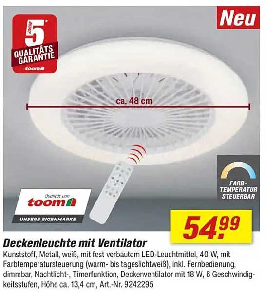 Deckenleuchte mit Ventilator