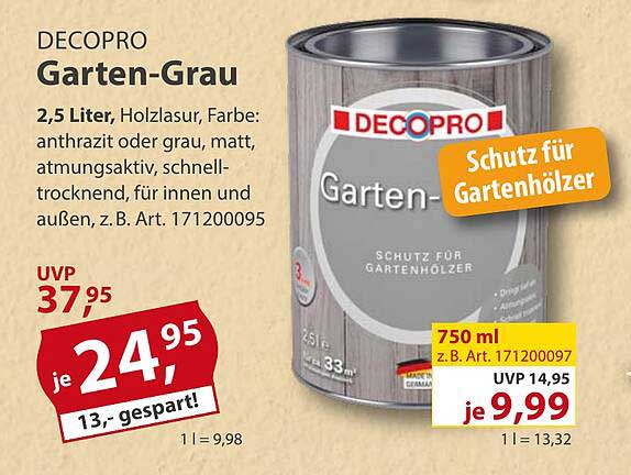 DECOPRO Garten-Grau Holzlasur 2,5 Liter