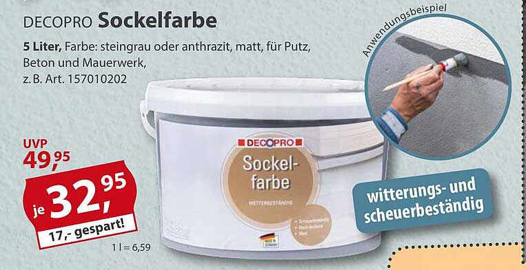 DECOPRO Sockelfarbe 5 Liter - steingrau oder anthrazit