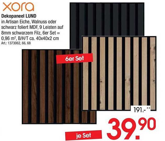 Dekopaneel LUND in Artisan Eiche, Walnuss oder schwarz foliert MDF