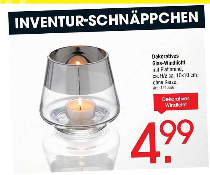 Dekoratives Glas-Windlicht mit Platinrand