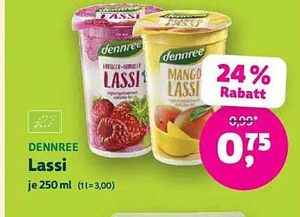 DENNREE Lassi 250 ml – Himbeer und Mango