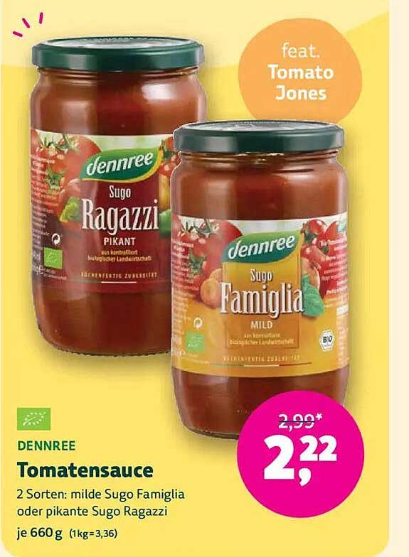 dennree Tomatensauce - Sugo Famiglia und Sugo Ragazzi