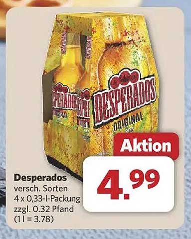 Desperados 4 x 0,33-l-Packung, verschiedene Sorten