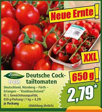 Deutsche Cocktailtomaten XXL - 650 g Packung