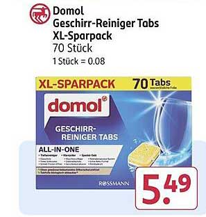 Domol Geschirr-Reiniger Tabs XL-Sparpack 70 Stück
