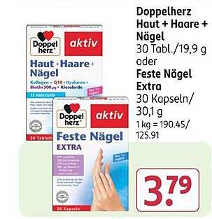 Doppelherz Haut + Haare + Nägel 30 Tbl. oder Feste Nägel Extra 30 Kapseln