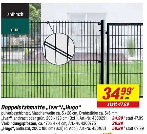 Doppelstabmatte „Ivar“ / „Hugo“