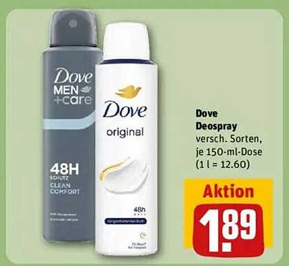 Dove Deospray verschiedene Sorten, 150-ml-Dose