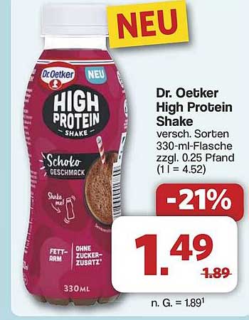 Dr. Oetker High Protein Shake Schoko