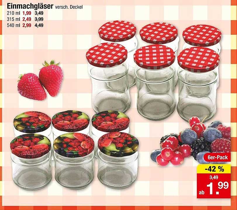 Einmachgläser 210 ml, 315 ml, 540 ml - verschiedene Deckel