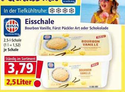 Eisschale RIVA Bourbon Vanille, Fürst Pückler Art oder Schokolade 2,5 l