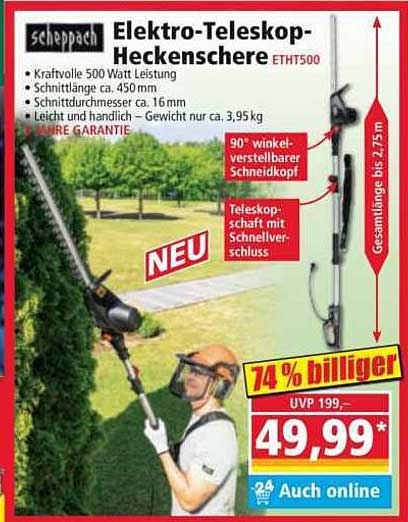 Elektro-Teleskop-Heckenschere ETHT500