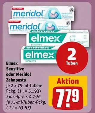 Elmex Sensitive oder Meridol Zahnpasta 2 x 75 ml