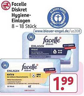 Facelle Diskret Hygiene-Einlagen 8 – 18 Stück