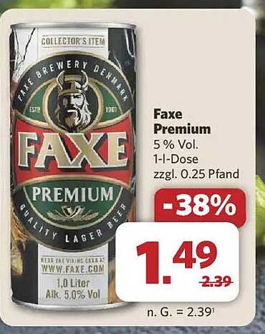 Faxe Premium 5 % Vol. 1-Liter-Dose