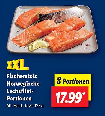 Fischerstolz Norwegische Lachsfilet-Portionen - 8 Portionen