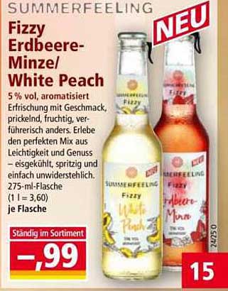 Fizzy Erdbeere-Minze/White Peach 275ml Flasche
