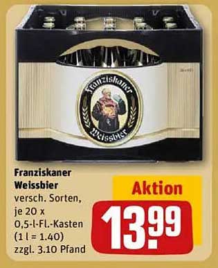 Franziskaner Weissbier versch. Sorten, je 20 x 0,5-l-Fl.-Kasten