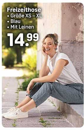 Freizeithose - Größe XS – XL, Blau, Mit Leinen