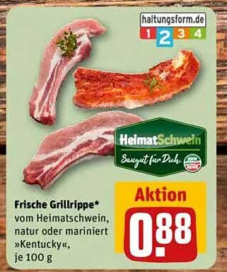 Frische Grillrippe vom Heimatsschwein, natur oder mariniert »Kentucky«