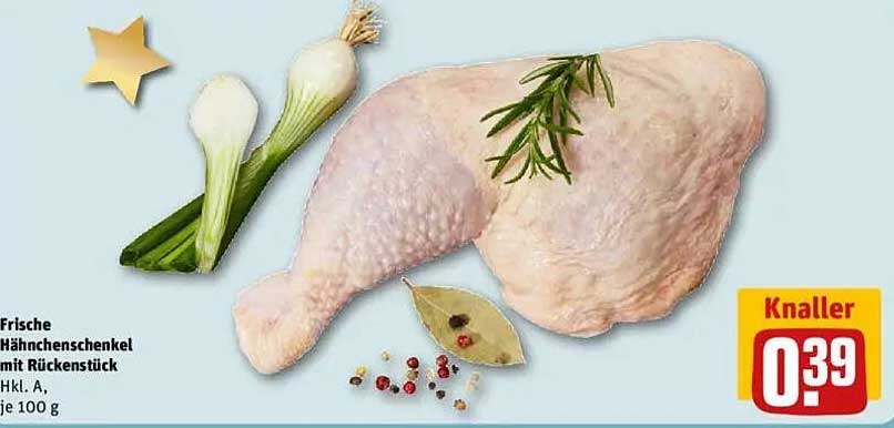Frische Hähnchenschenkel mit Rückenstück