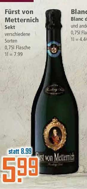 Fürst von Metternich Sekt - verschiedene Sorten 0,75l Flasche