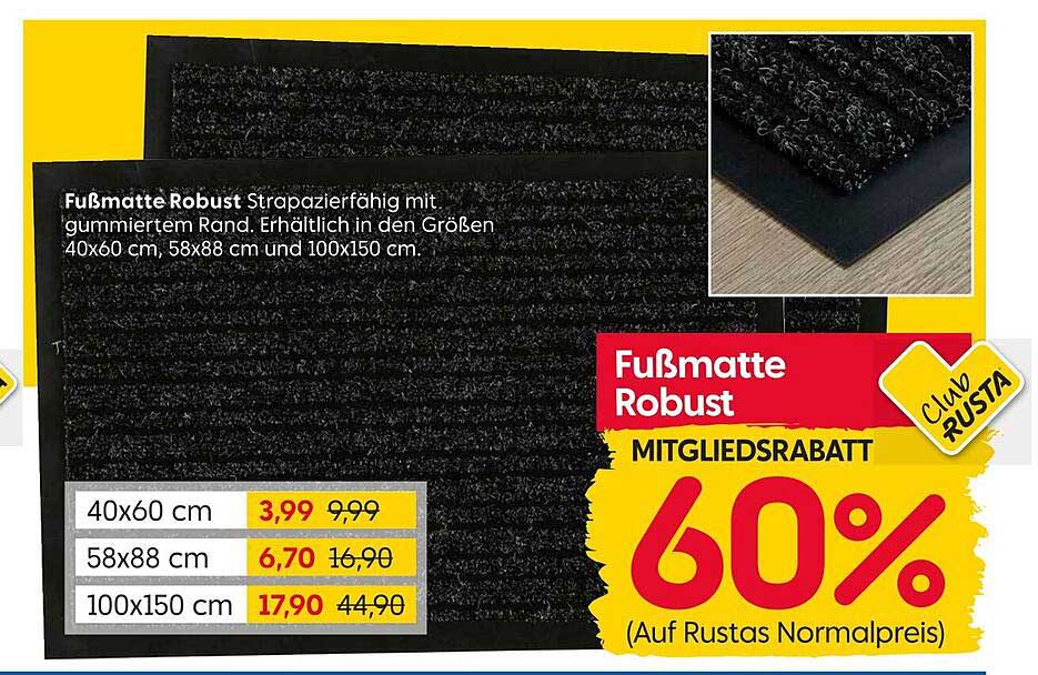 Fußmatte Robust – Strapazierfähig mit Gummiertem Rand