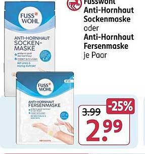 Fusswohl Anti-Hornhaut Sockenmaske oder Anti-Hornhaut Fersenmaske je Paar