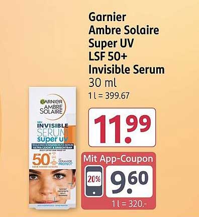 Garnier Ambre Solaire Super UV LSF 50+ Invisible Serum 30 ml