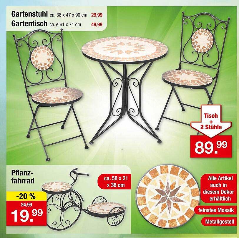 Gartenmöbelset: Tisch mit 2 Stühlen