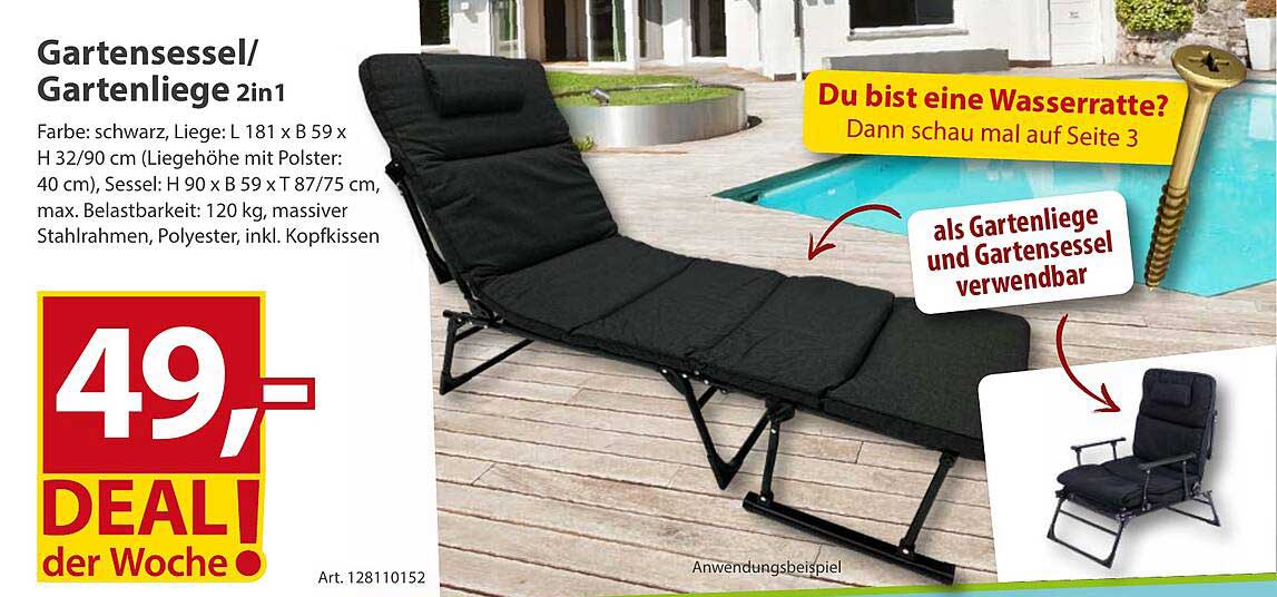 Gartensessel/Gartenliege 2in1