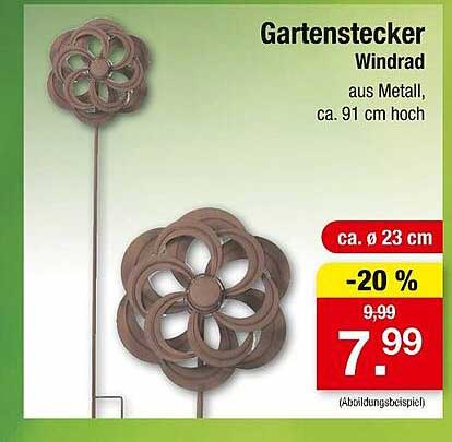 Gartenstecker Windrad aus Metall, ca. 91 cm hoch