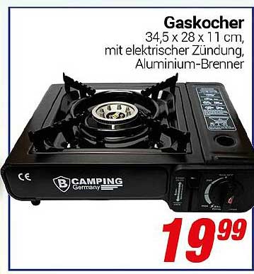 Gaskocher mit elektrischer Zündung und Aluminium-Brenner