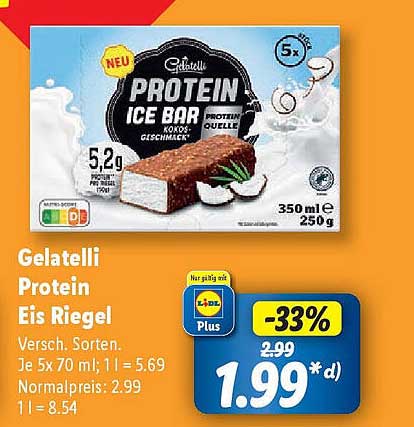 Gelatelli Protein Eis Riegel - 5er Packung