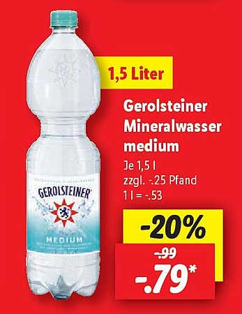 Gerolsteiner Mineralwasser medium 1,5 Liter