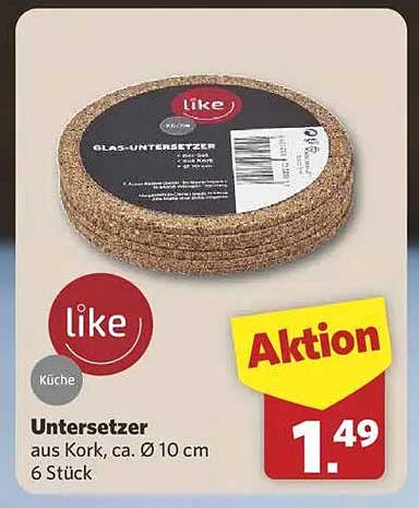 Glas-Untersetzer aus Kork – 6 Stück für nur 1,49 €