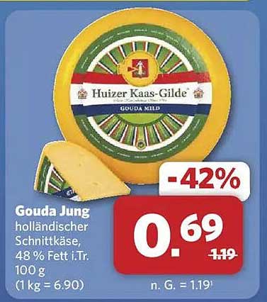 Gouda Jung holländischer Schnittkäse, 48 % Fett i.Tr.