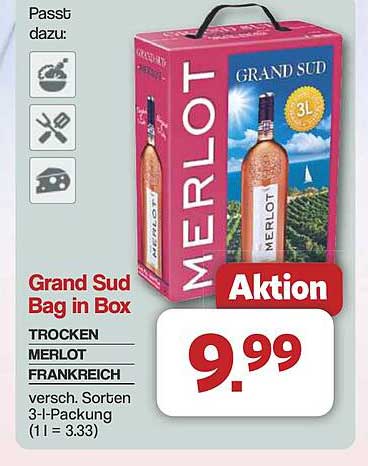 Grand Sud Bag in Box - Trocken Merlot aus Frankreich