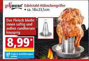grill gourmet Edelstahl-Hähnchengriller ca. 18 x 23,5 cm