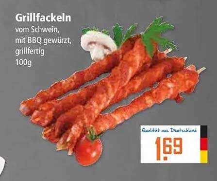 Grillfackeln vom Schwein, mit BBQ gewürzt, grillfertig 100g