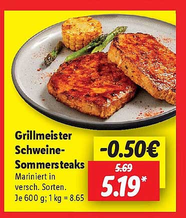 Grillmeister Schweine-Sommersteaks - 600 g